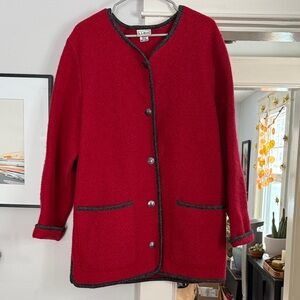 L.L. Bean Vintage boiled wool cherry red sweater